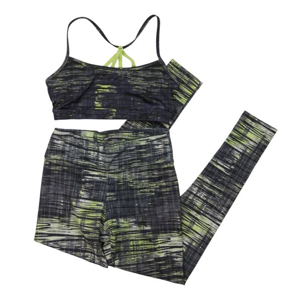Marika Black & Green Activewear Set Sports Bra & Leggings Small - Picture 9 of 10